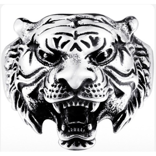 Anel Aço Inox Masculino Tigre Biker Punk Rock Metal Tattoo | Shopee Brasil