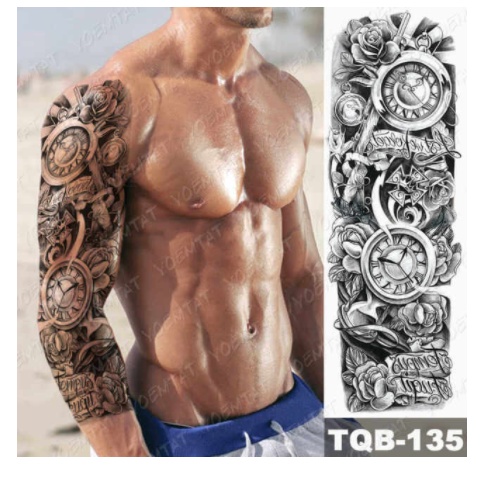 Tatuagem Braço Todo Masculina Relógio Tempo Importado 48X17Cm - Pronta Entrega - Melhor Preço E Qualidade - Produto Importado - Tqb-135 | Shopee Brasil 500_x_500_jpg