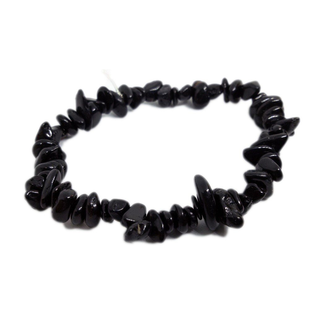 Pulseira De Cascalho De Pedra Turmalina Negra Natural