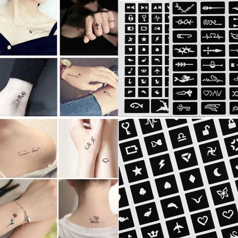 105Pcs Pattern Temporary Tattoo Stencil Henna Hollow Drawing Tattoo Fashion Design For Hand Arm Leg Body Art Template | Shopee Brasil 800_x_800_jpg