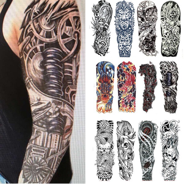 Braço cheio de tatuagem Tatuagem Temporaria Braco Cheio Do Corpo Tatuagem Temporaria Adesivos A Prova D Agua Para O Homem Mulheres Dropshipping Tatuagens Temporarias Aliexpress