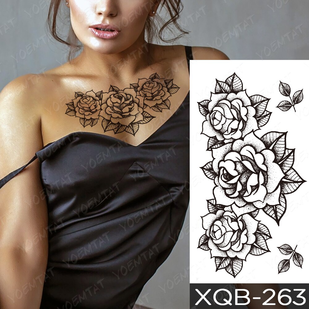 Tatuagem Temporária À Prova D 'Água Cobra Lobo Flores Sexy Tatto Peônia Crânio Henna Body Art Braço Manga Falsa | Shopee Brasil 1000_x_1000_jpg