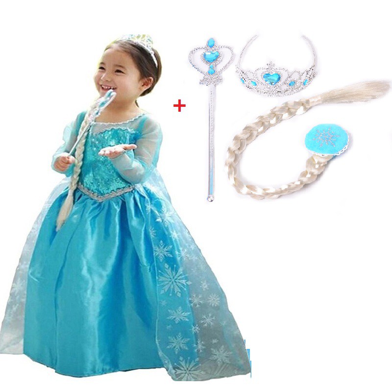 Baby Girls Kids Frozen Costume Dress Snow Princess Queen Dress Up Children S Party Gown Cosplay Tulle Dress 3 8y Shopee Malaysia