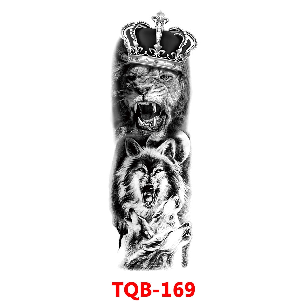 Large Arm Sleeve Tattoo Lion Crown King Rose Waterproof Temporary Sticker | Shopee Malaysia 1001_x_1001_jpg
