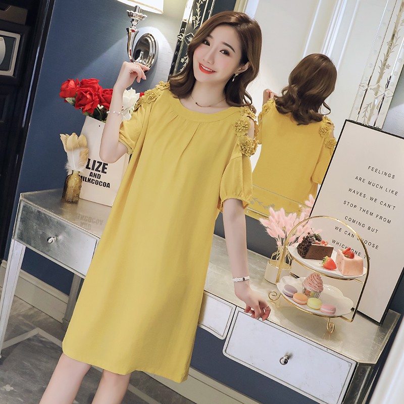 Summer New Cotton And Hemp Dress Women S Big Size Loose Fat Sister S Belly Hide Meat Show Thin Baby Off Shoulder Sk Shopee Malaysia
