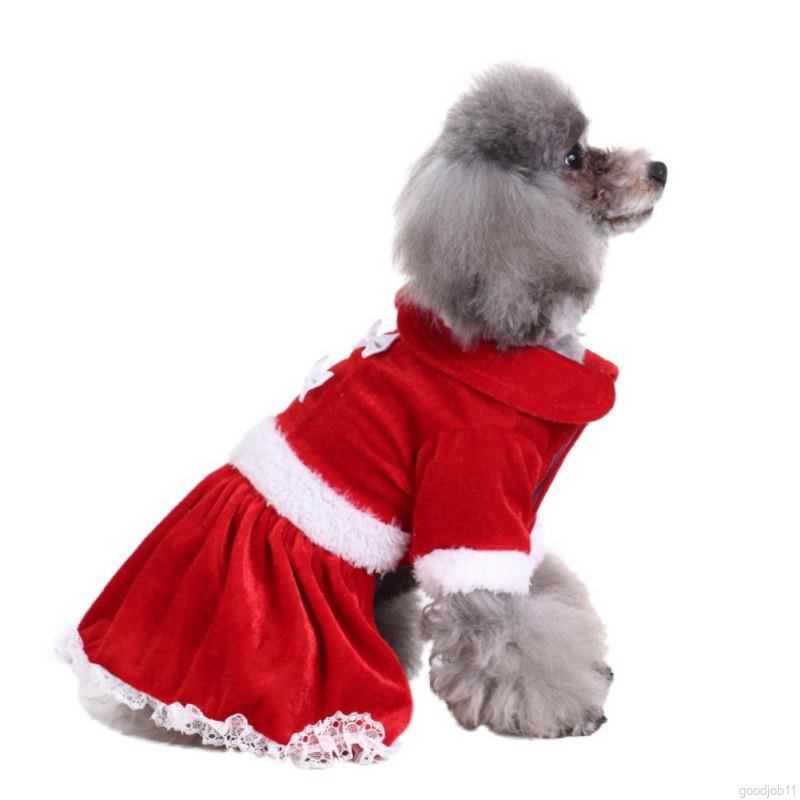 Loveinhouse Pet Dog Lace Cotton Christmas Dress Dogs Red Dresses Warm Princess Dress Shopee Malaysia