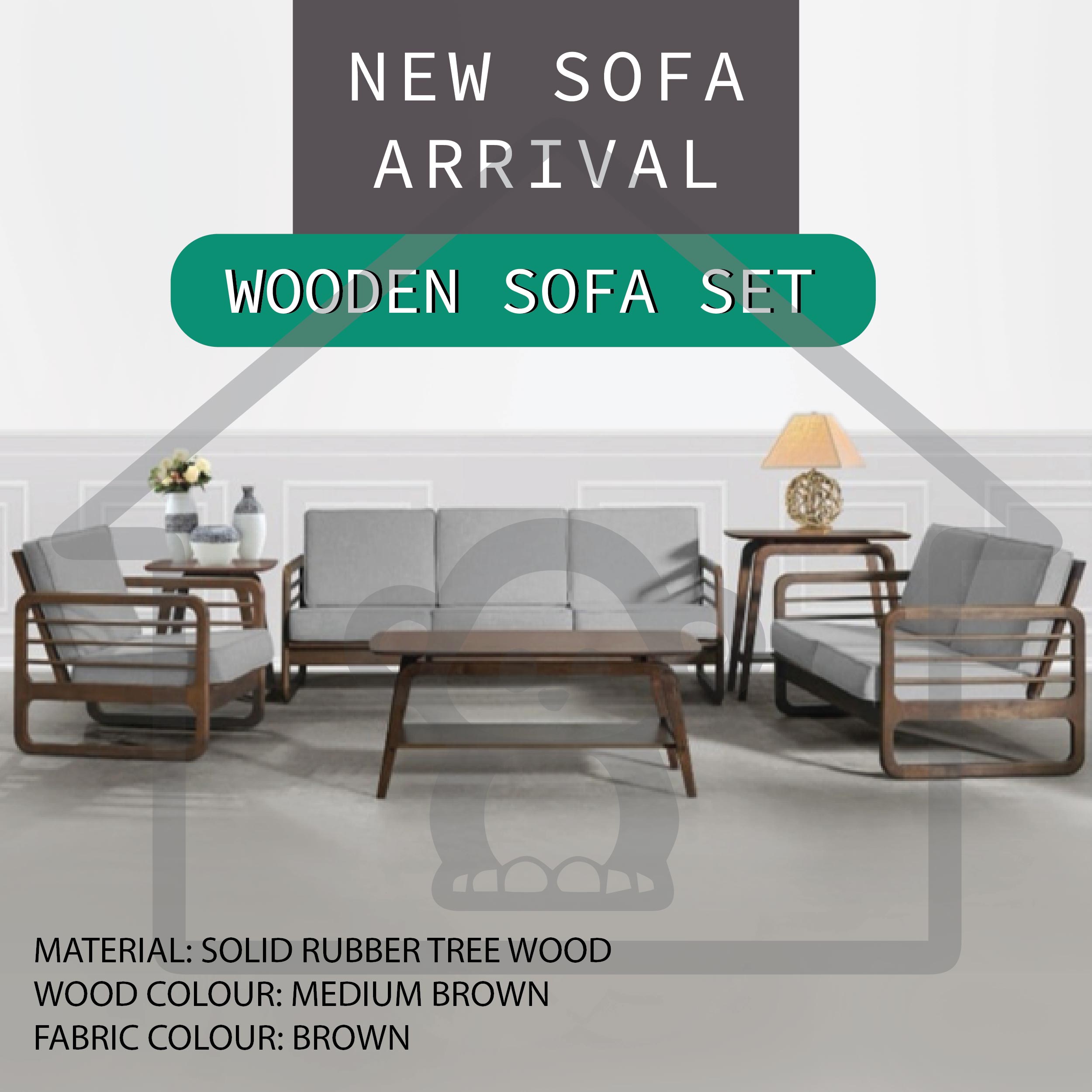 Solid Rubber Tree Wood Sofa Set Shopee Malaysia