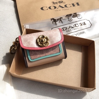 Coach Small Coin Purse Key Chain Pendant F89409 Coach Parker Bag Charm Mini Key Card Holder In Colorblock Signature Canvas Shopee Malaysia