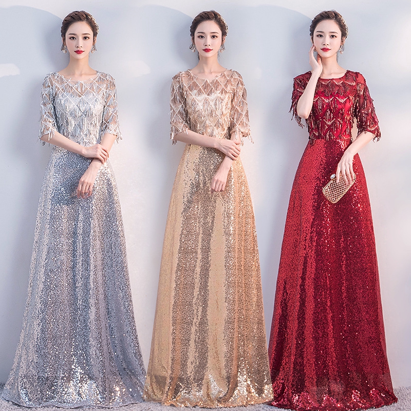 Women S Dress Bling Evening Dinner Dresses For Women Girl Long Performance Bride Bridesmaid Wedding Party Dresses Shopee Malaysia