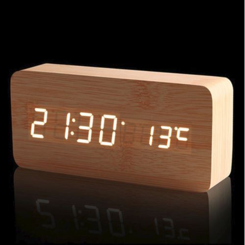 Modern Wooden Digital Led Alarm Clock Shopee Malaysia