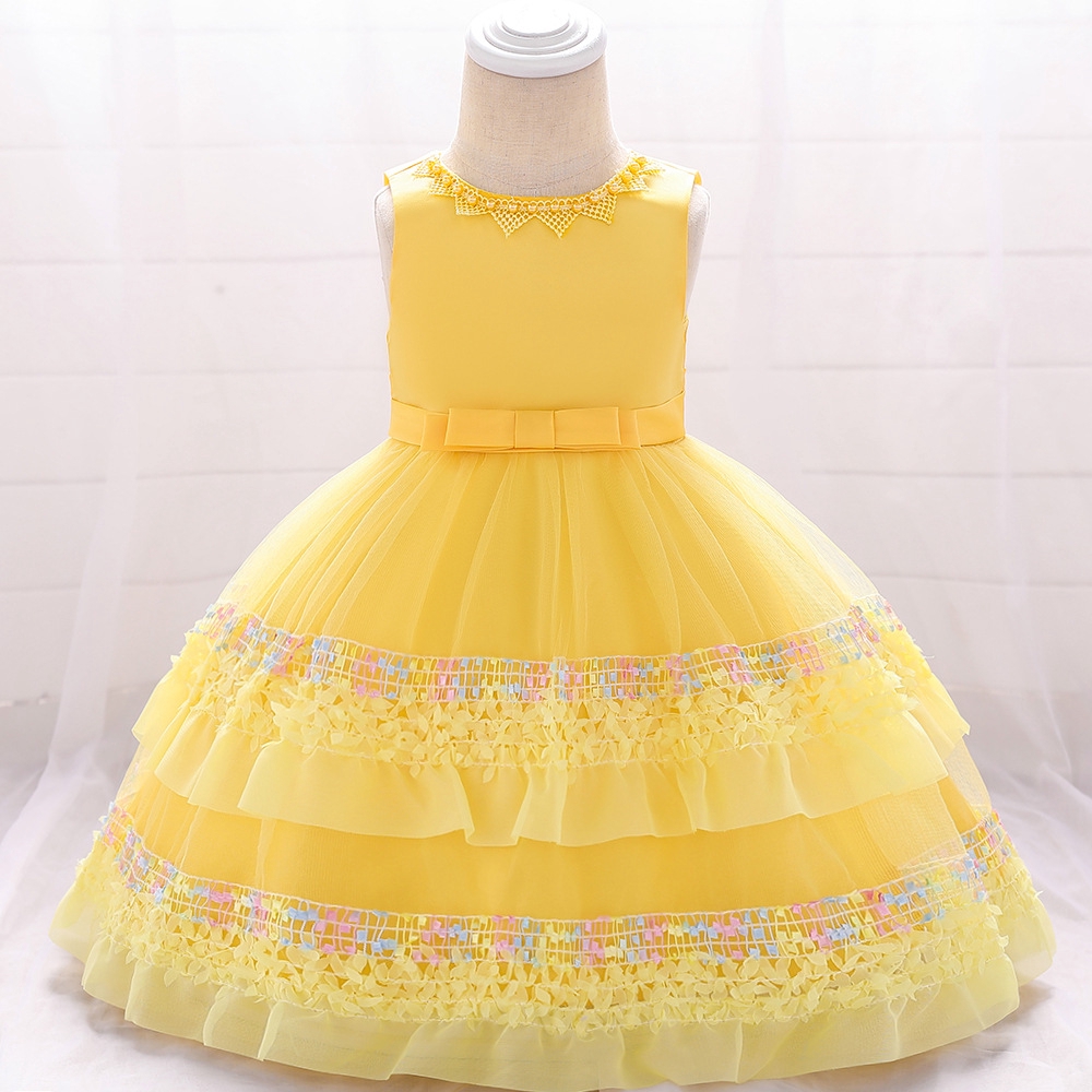 0 2 Yrs Baby Girls Christening Gown Baptism Dress One Year Birthday Dress Double Layer Lace Flower Girl Princess Dress Shopee Malaysia