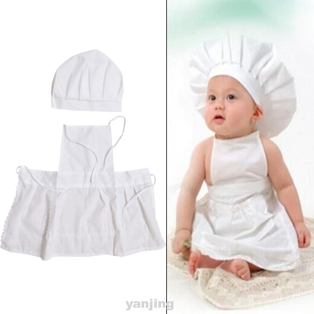 Unisex Cooking Costume Apron Hat Cotton Blends Photography Props Cute Baby Chef Suit Set Shopee Malaysia
