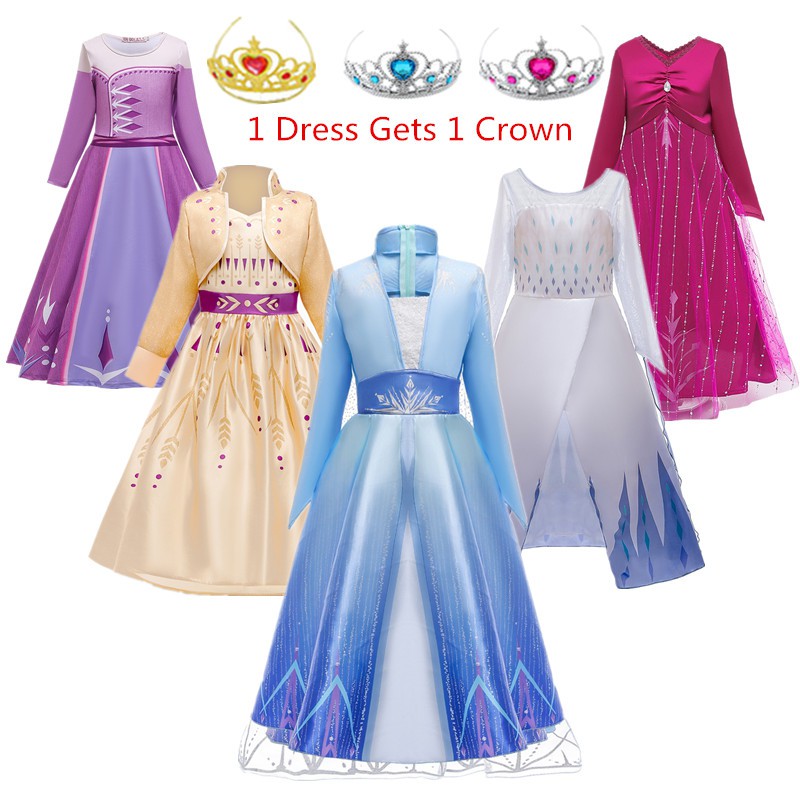 12 12 Birthday Sale 2020 New Girls Elsa Dress Set Frozen 2 Princess Anna Cosplay Costume Birthday Party Princess Dress For Kids Shopee Malaysia