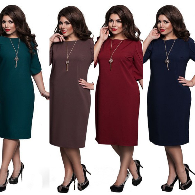 Plus Size Women Elegant Dress Knee Length Casual Big Size Evening Dress L 6xl Shopee Malaysia