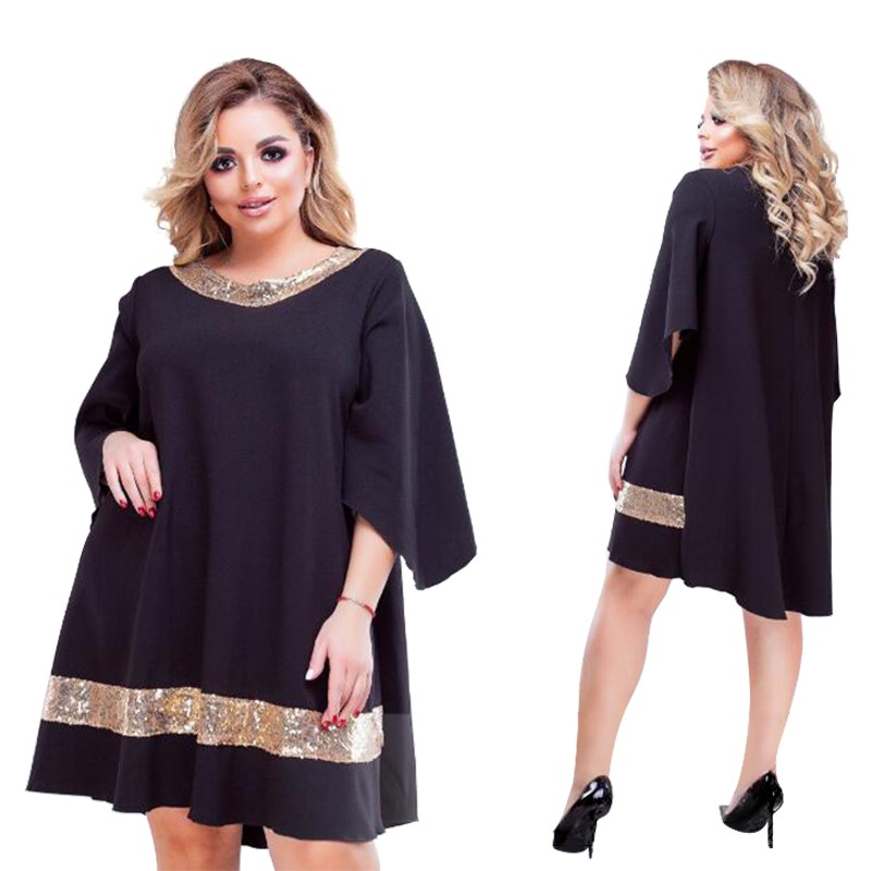 2019 Plus Size Women Sequin Big Size Lady Loose Party Casual Elegant Maxi Dress Shopee Malaysia
