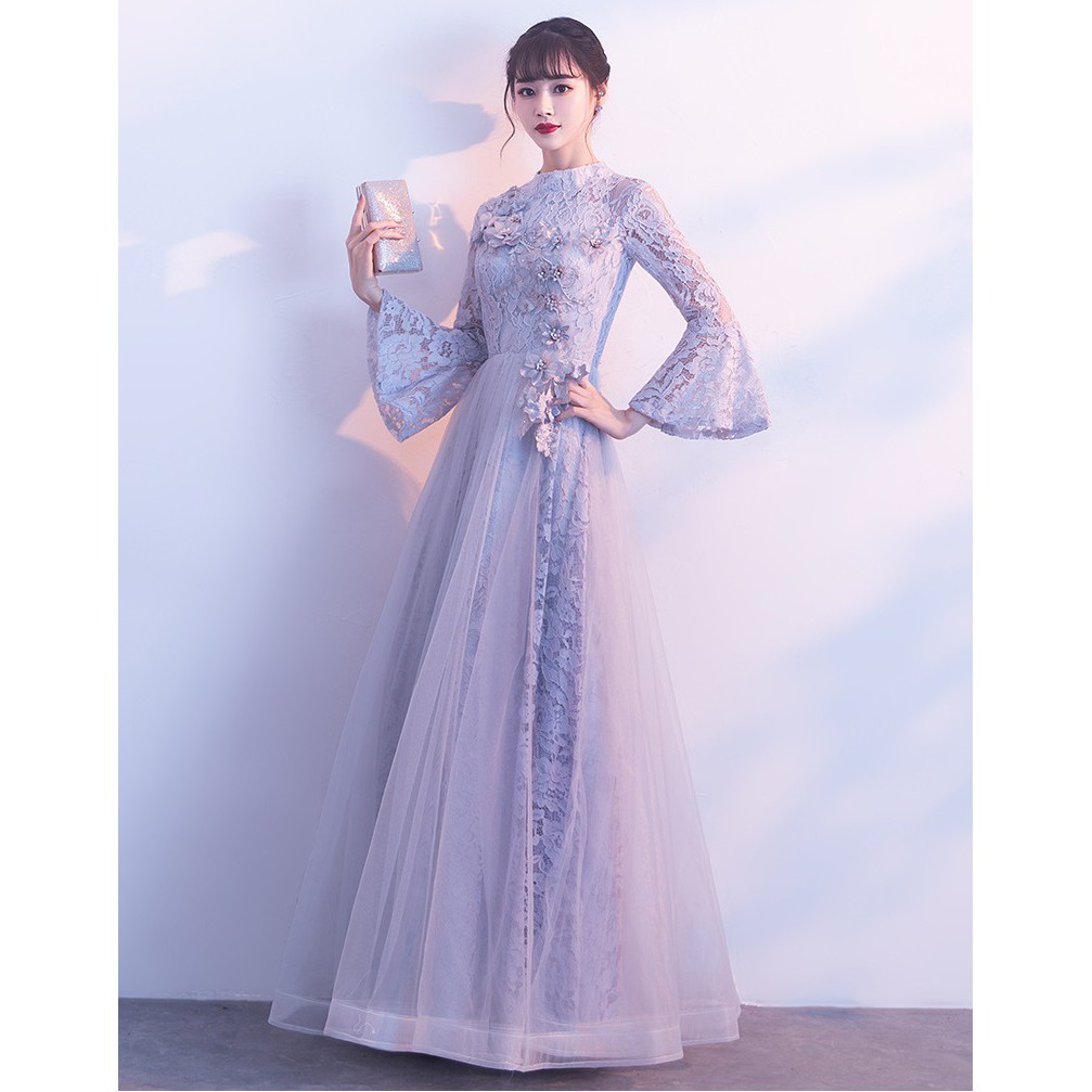 Turtle Neck Annual Dinner Dress Muslimah Moden Trumpet Long Sleeve Baju Kurung Shopee Malaysia