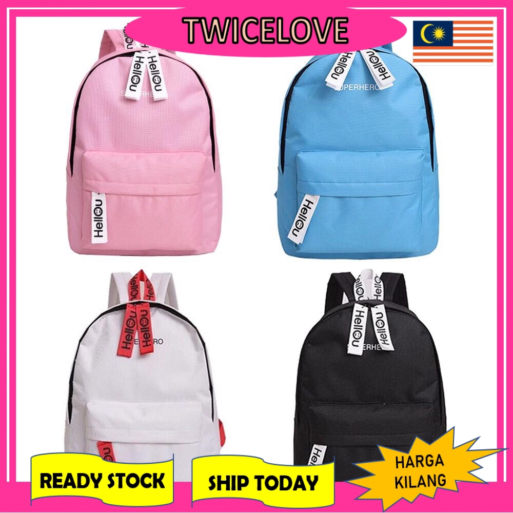 Ready Stock Twicelove Hello U Backpack Shoulder Bags School Travel Bag Beg Pack Shopee Malaysia