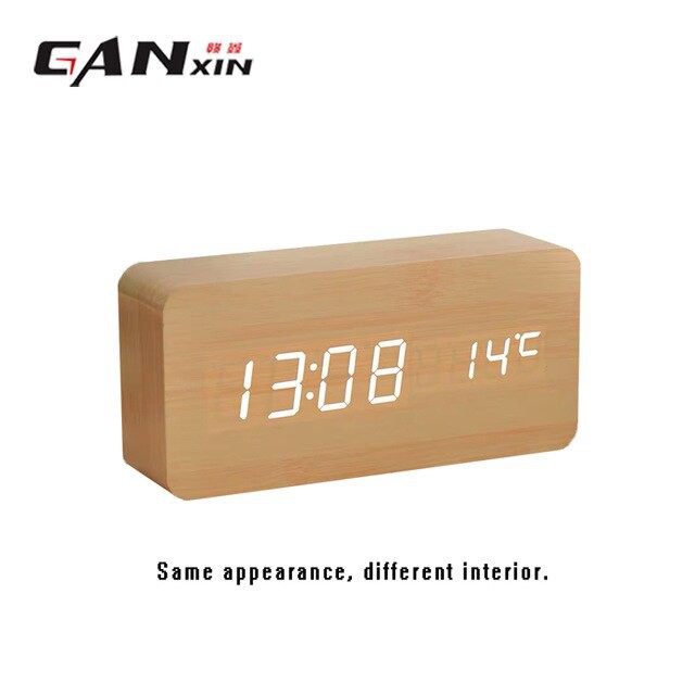 Wood Alarm Clocks Modern Square Wooden Alarm Clock With Temperature Voice Control Led Digital Clock Shopee Malaysia