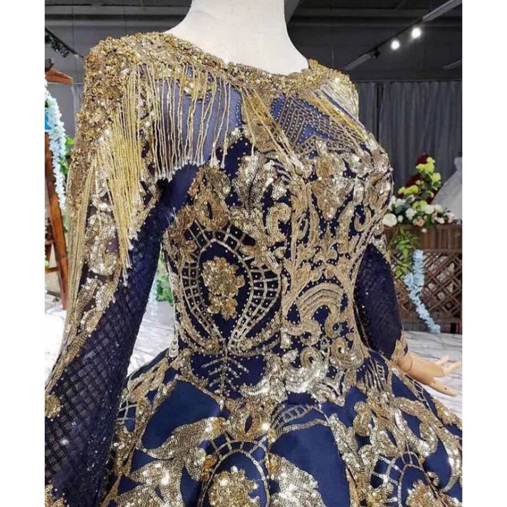 Dream Wedding Dress Royal Blue Gold Pre Order Shopee Malaysia