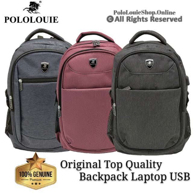 Premium Quality Original Polo Louie Backpack Usb Charging Laptop Bag Unisex Shopee Malaysia