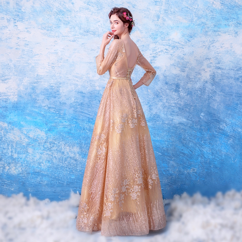 Heavy Gold Gilt Long Sleeve Golden Wedding Dinner Annual Performance Dress For Women Girl Sister Hijab Gown Dress Shopee Malaysia