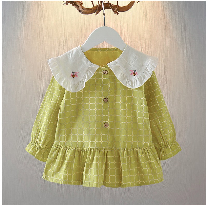 3m 3years Baby Girl Clothing Long Sleeve Dress Baby Girls Checkered Print Cotton Dress Girls Birthday Dress Shopee Malaysia