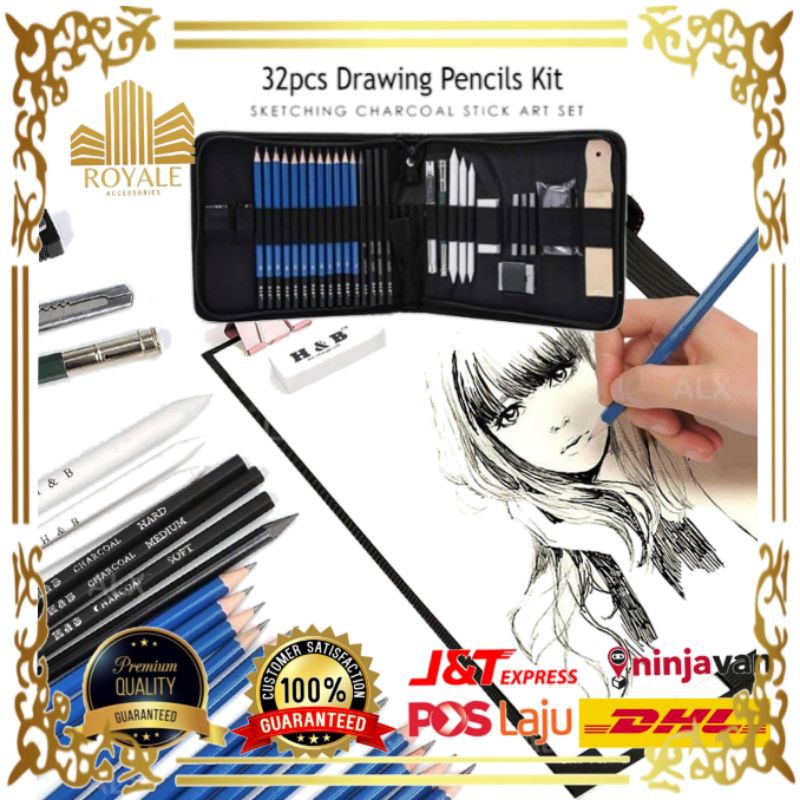 Buy 🔥Royale🔥 Set Melukis Set Pensel Set Pensil 32Pcs Drawing Pencils Sketching Supplies Art Kit Charcoal Sticks Tool | Seetracker Malaysia 800_X_800_jpg