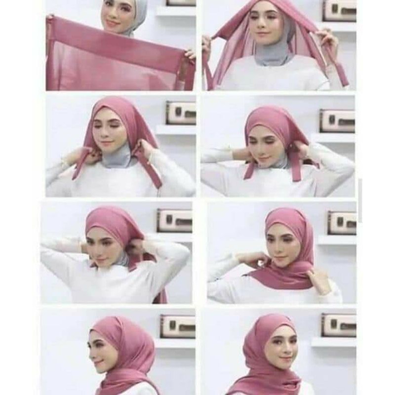 Tutorial shawl simple | ikat belakang. Must Buy Instant Shawl Angelina Tali Ikat Belakang Material Chiffon Tie Back Shawl Shawl Express Shopee Malaysia