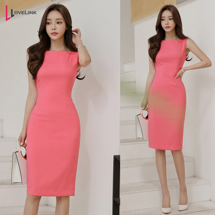 Elegant Women Fashion Sleeveless A Line Dress Bodycon Work Party Dinner Pencil Dresses Office Lady Wear Shopee Malaysia