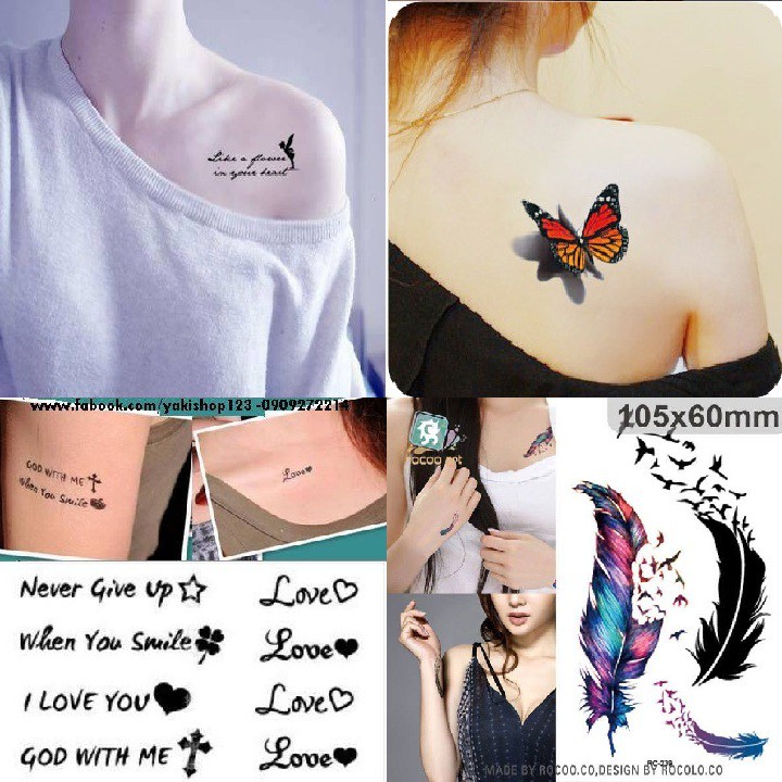 Waterproof tattoos, once applied these awesome tattoos will not wash . Combo 04 Extremely Beautiful Tickets 6x10 Cm For Women Angel 3d Butterfly Word Feathers Shopee Malaysia