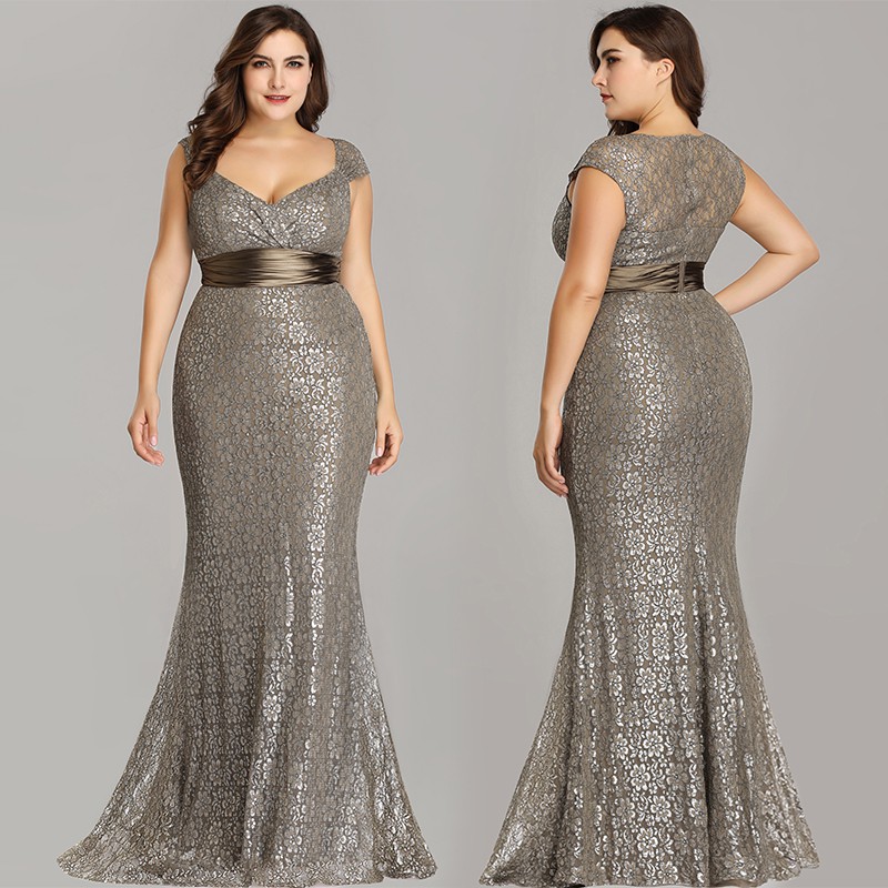 Ever Pretty Maxi Elegant Dinner Party Dress Mermaid Lace V Neck Prom Gown 8798 Plus Szie Dress Shopee Malaysia