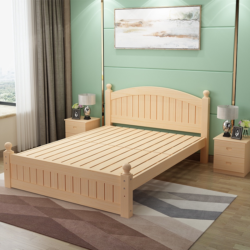 Downehouse Modern Simple Solid Wood Bed Double Bed 1 5 M 1 8 M Wooden Bed Child Single Bed Shopee Malaysia
