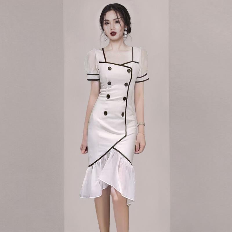 Women Midi Dress Intelligent Ol Small Fragrant Style Wrap Body And Buttock Dress Summer New Fish Tail Patchwork Dress Dinner Date Wedding Dresses Shopee Malaysia