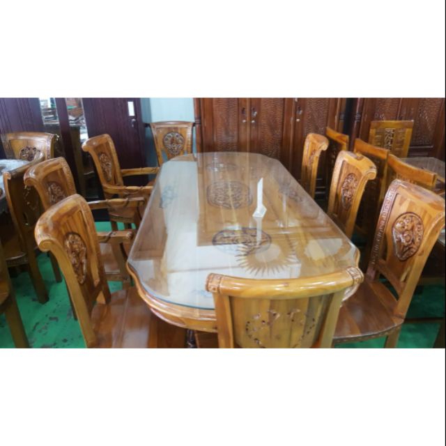 Meja makan gendong set 8 kursi salina jati. Meja Makan Jati 8 Kerusi Shopee Malaysia