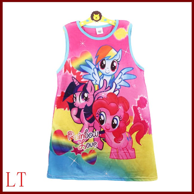 Lt Girls Dress Cartoon Animal Printed Sleeveless Dress For 4 9 Years Kids Shopee Malaysia