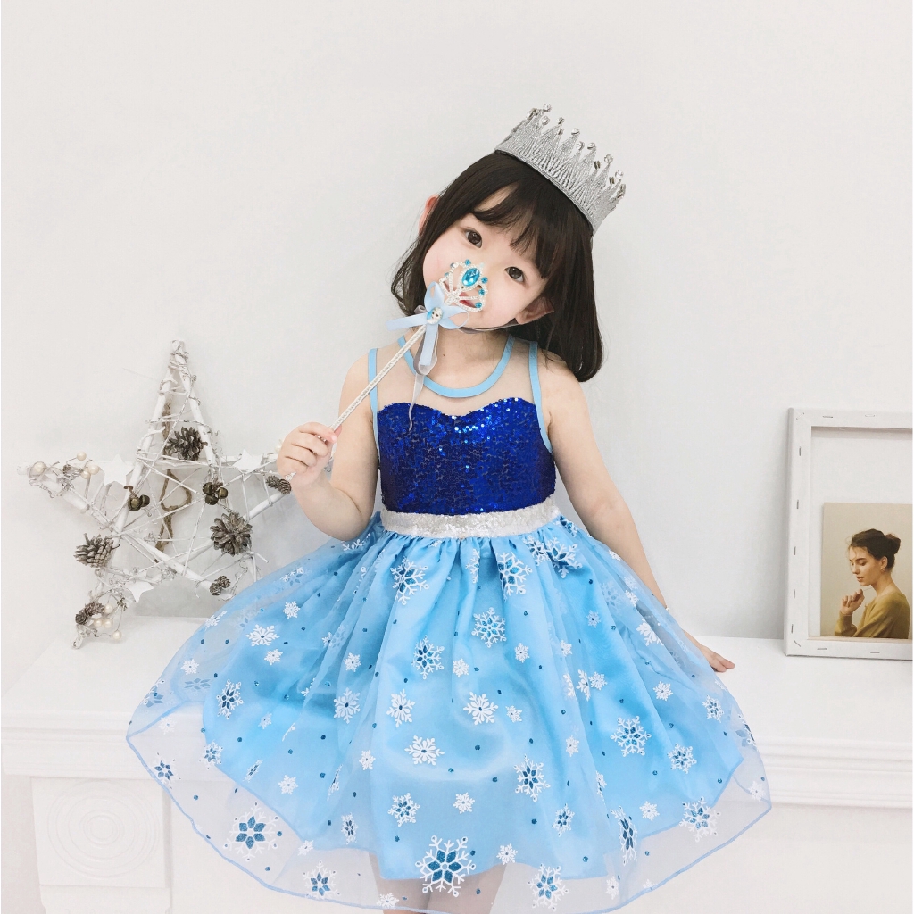 Girls Disney Frozen Dress Elsa Princess Queen Theme Cosplay Costume Baby Sequin Tutu Dress Shopee Malaysia