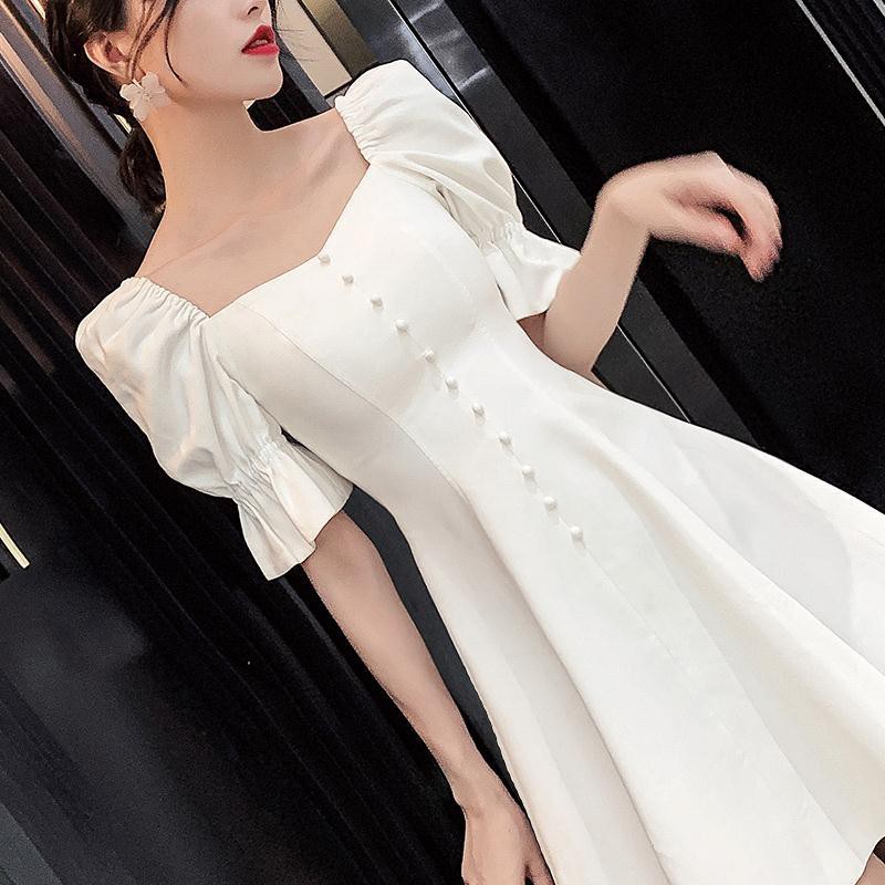 France Style Eevening Dress Birthday Party Dress Graceful Elegant Dress White Mini Dress Shopee Malaysia