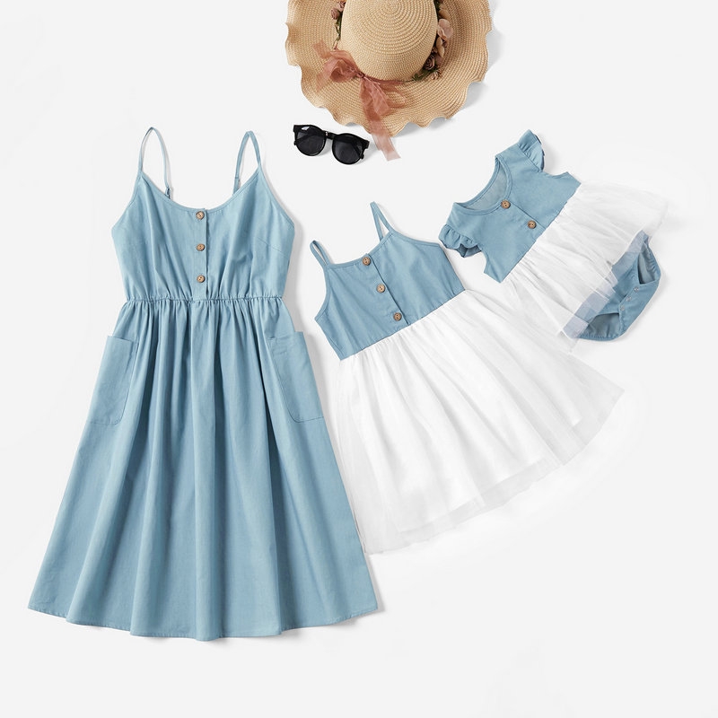 2020 Summer Mom And Daughter Lace Dress Baby Romper Family Look Matching Clothes Button Wedding Dresses For Mother Daughter Girl Shopee Malaysia