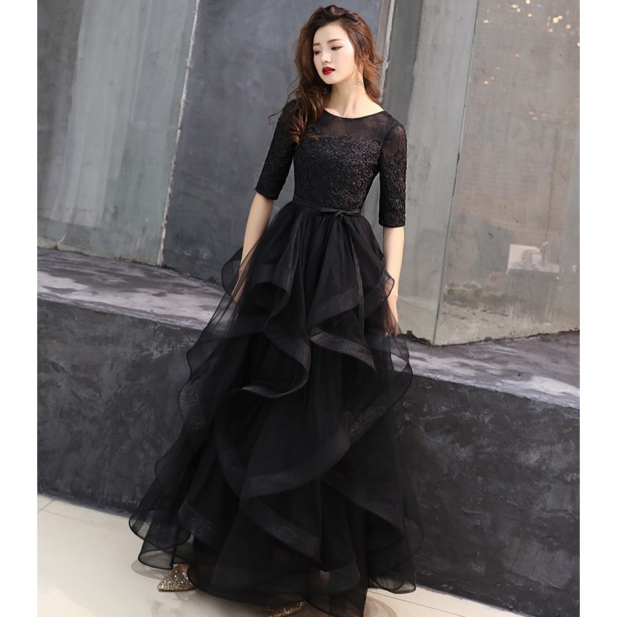 Women S Evening Dinner Long Dress Wedding Ball Gown Girl Cake Party Club Banquet Event Maxi Dresses Shopee Malaysia