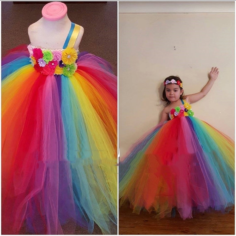 Candy Rainbow Birthday Tutu Dress Real Photo Rainbow Baby Girl Tutu Outfit Flower Girl Rainbow Dress For Wedding Party Shopee Malaysia