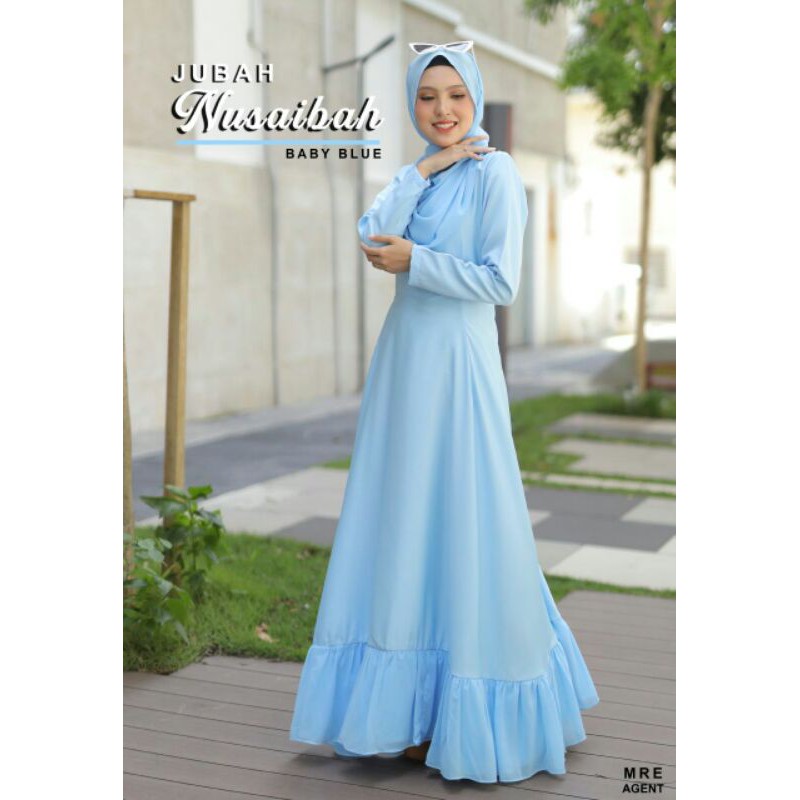Jubah Nusaibah Dress Muslimah Jubah Baby Blue Shopee Malaysia