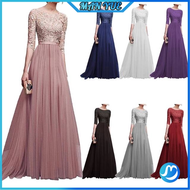 Manyue Women S Cocktail Evening Dress Fashion Korean Slim Wedding Dinner Party Lace Dresses Shopee Malaysia