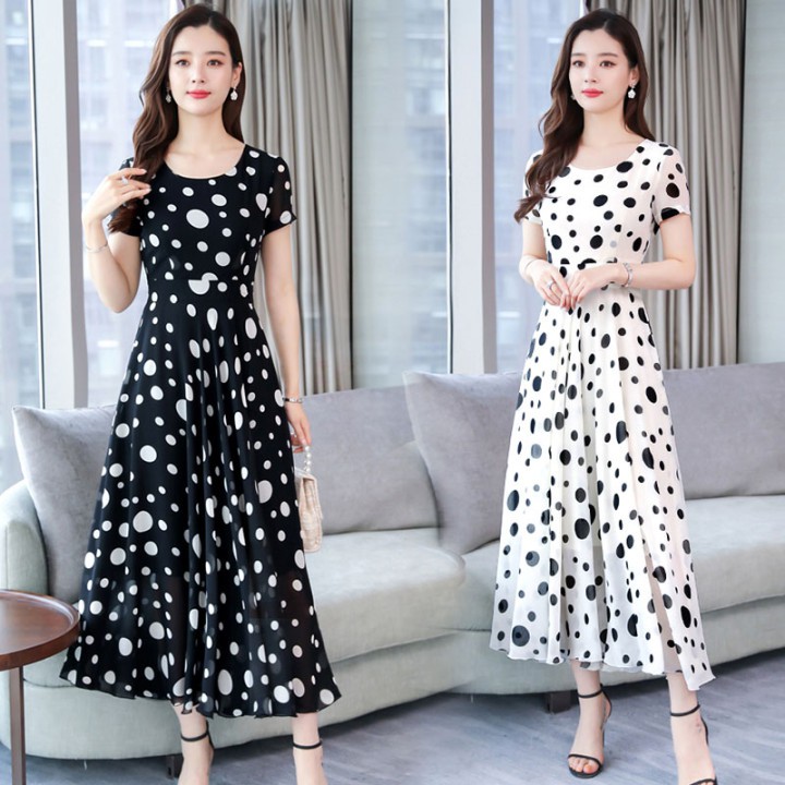 Long Dresses For Girls Off Shoulder Dot Print Dress Elegant Sleeveless Long Dress For Anniversary Party Valentines Day Blue M Bag Case Accessories