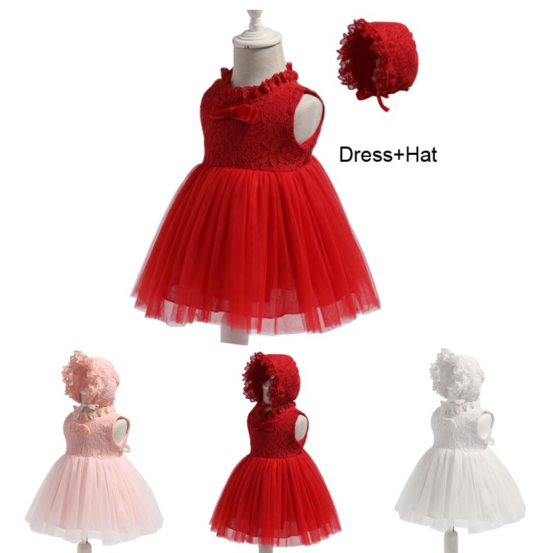 Newborn Baby Girl Dress Long Sleeve Lace Baptism Dress First Birthday Girl Party Baby Cap Wedding Princess Dress Shopee Malaysia