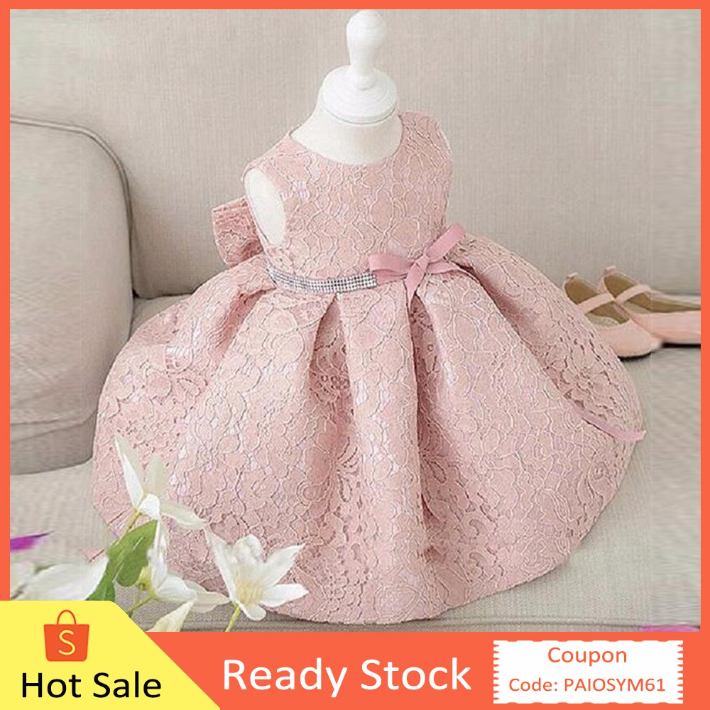 Sym Girl Princess Dress Kid Lace Flower Printed Sleeveless Birthday Wedding Bridesmaid Formal Dresses Shopee Malaysia