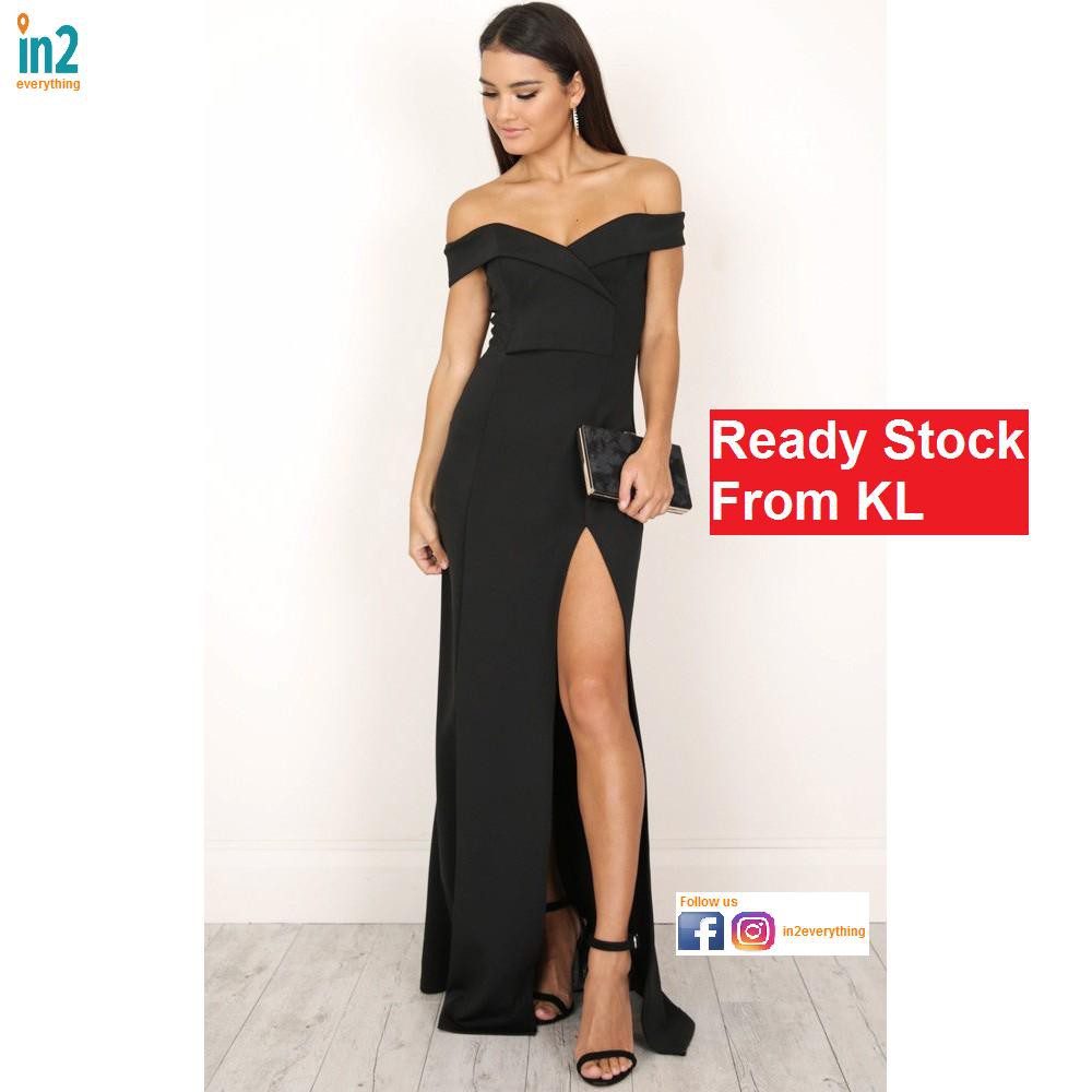 Woman Dress Dinner Dress Off Shoulder Evening Gown Bridesmaid Wedding Dress Pink Shopee Malaysia