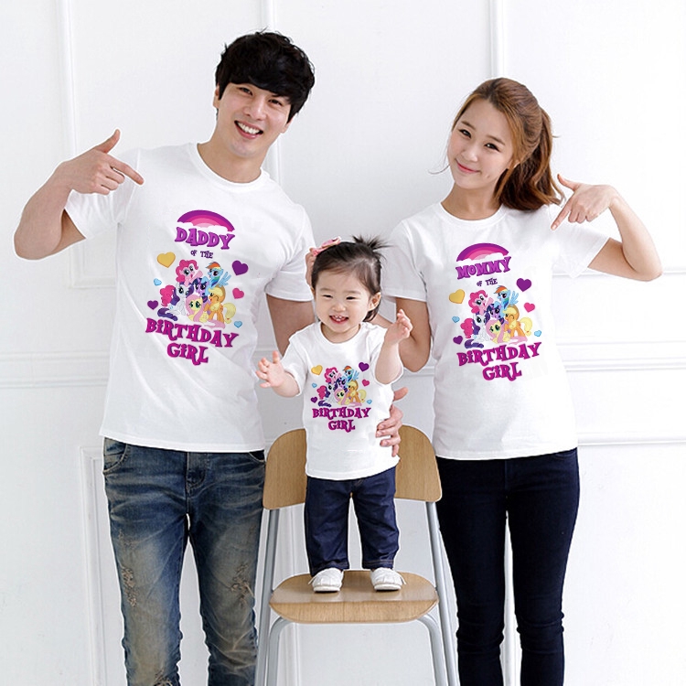 My Little Pony Birthday Girl Matching Family T Shirts Mommy Daddy Kids Tshirt Outfits Shopee Malaysia