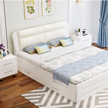 Solid Wood Bed Double Bed 1 8 M Master Bedroom Modern Minimalist White European Soft Bed Economical 1 5m Single Bed Shopee Malaysia