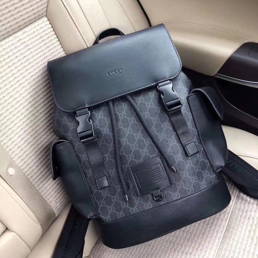 G U C C I Import Pvc With Cowhide Men Backpack G U C C I 进口pvc配牛皮男士背包 Shopee Malaysia