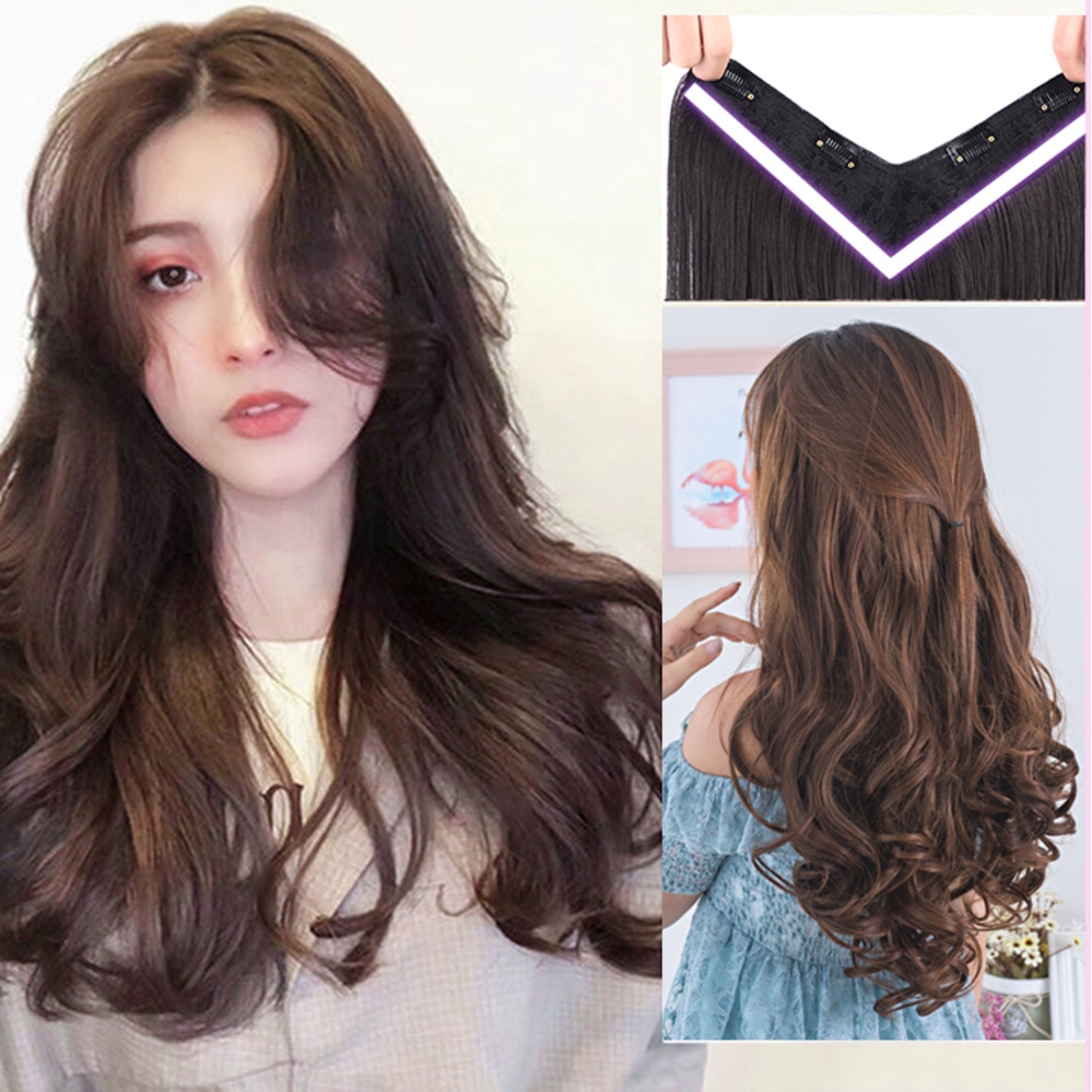 Wig Female Long Hair Big Wave V Shaped Wig Piece One Piece Curly